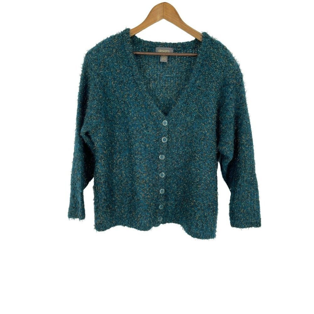 Desgin Lane Bryant Long Sleeve Button Front Eyelash Cardigan Size 18/20